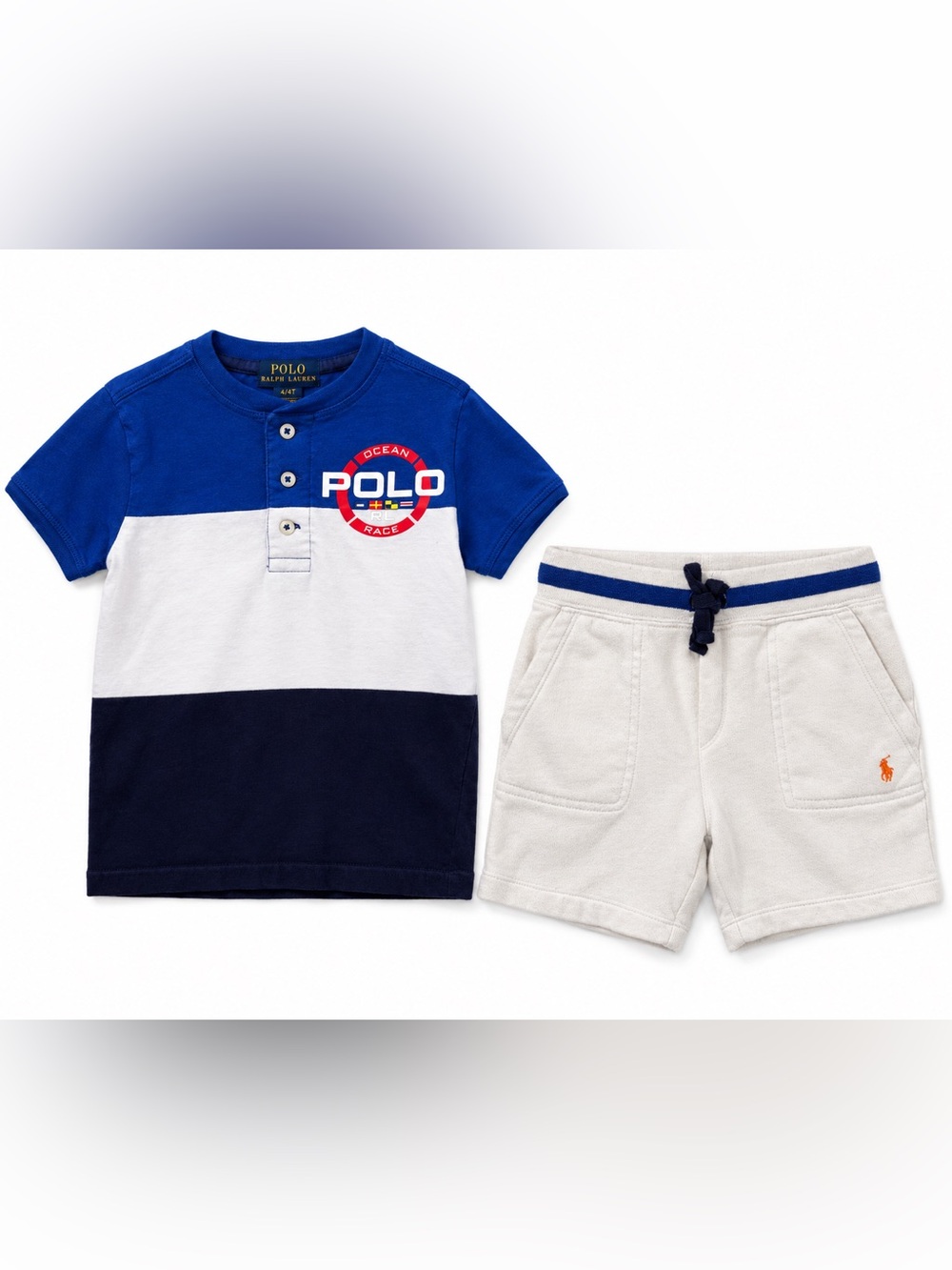 Polo Ralph Lauren Boys 4T 2 Piece Outfit Polo Shirt Sweat Shorts Set